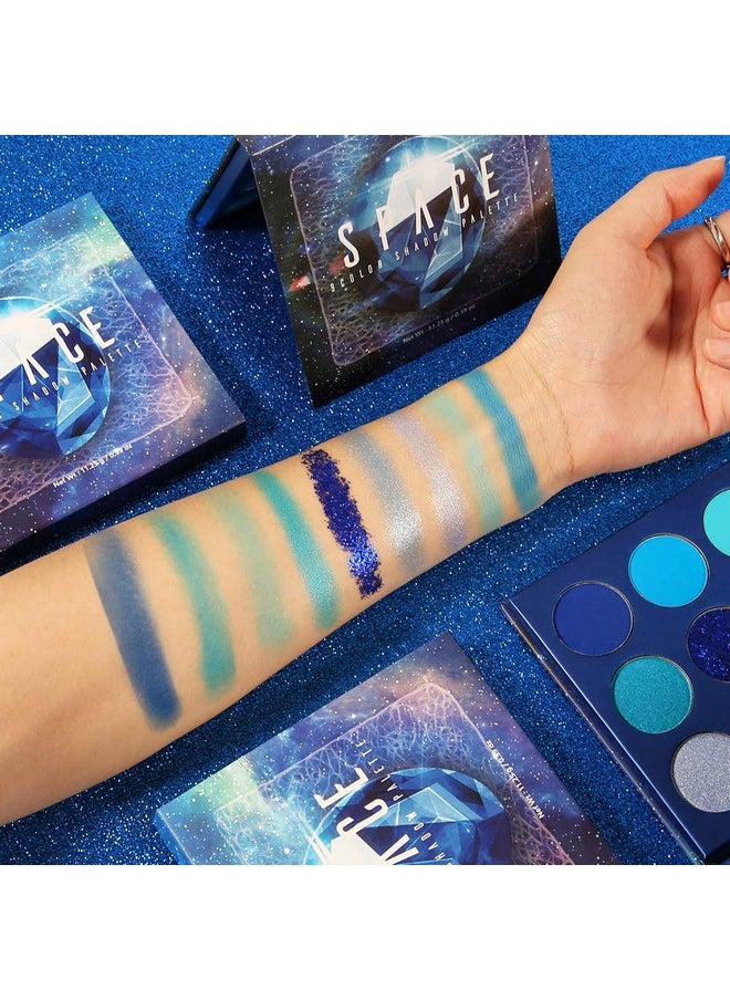 docolor - docolor Eyeshadow Palette 9 Colors Blue Eyeshadow Gemstone Shadow Palette Highly Pigmented Mattes Shimmers Naked Smokey Glitter Cream Colorful Powder Blendable Long Lasting Waterproof Makeup Palette - Image 1