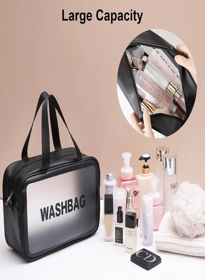 SPRSE (Set of 3) Makeup Pouch Travel Toiletry Bag for Women Travel Pouch Cosmetic Makeup Bag Transparent Pouches for Women (Black) - Image 3