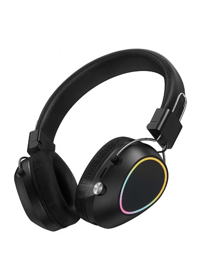 JL580 Wireless Headphones - Pure Bass Sound - Foldable, Powerful Sound, and Colorful LED Noise Cancelling Lighting - Black - Image 1