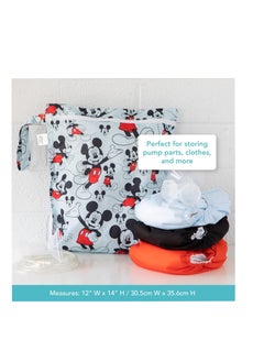 BUMKiNs Bumkins Waterproof Wet Bag, Disney Washable, Reusable for Travel, Beach, Pool, Stroller, Diapers, Dirty Gym Clothes, Swimsuits, Toiletries, 12x14 – Mickey Mouse  - Image 2