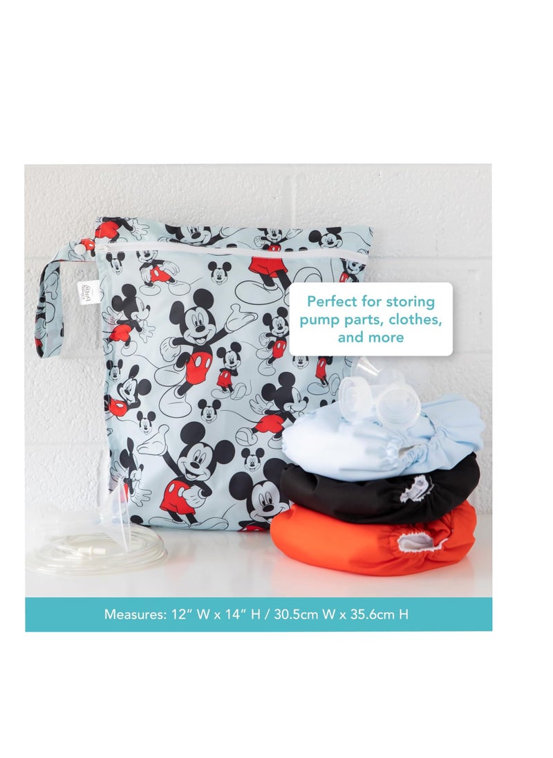 BUMKiNs Bumkins Waterproof Wet Bag, Disney Washable, Reusable for Travel, Beach, Pool, Stroller, Diapers, Dirty Gym Clothes, Swimsuits, Toiletries, 12x14 – Mickey Mouse  - Image 2