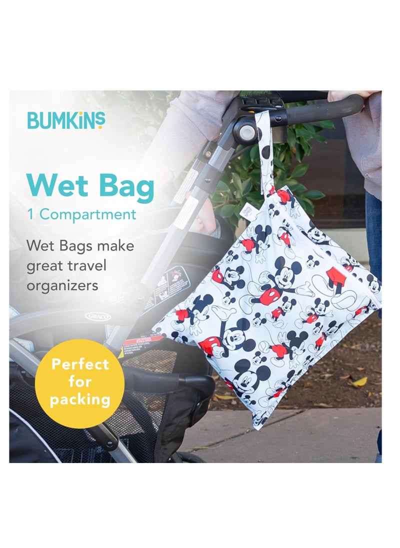 BUMKiNs Bumkins Waterproof Wet Bag, Disney Washable, Reusable for Travel, Beach, Pool, Stroller, Diapers, Dirty Gym Clothes, Swimsuits, Toiletries, 12x14 – Mickey Mouse  - Image 5
