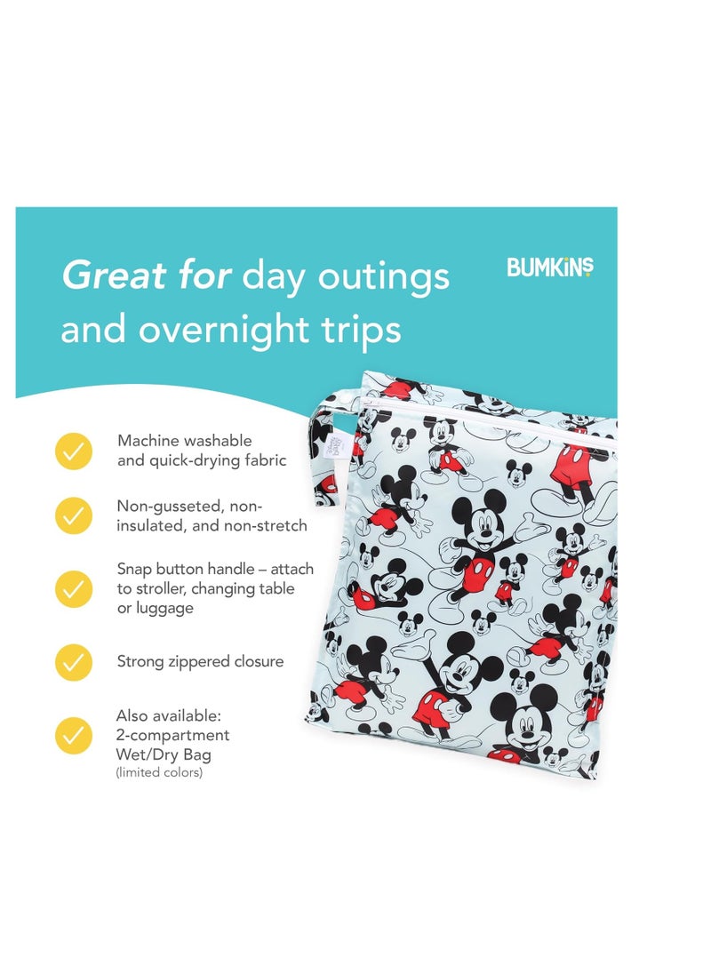 BUMKiNs Bumkins Waterproof Wet Bag, Disney Washable, Reusable for Travel, Beach, Pool, Stroller, Diapers, Dirty Gym Clothes, Swimsuits, Toiletries, 12x14 – Mickey Mouse  - Image 4