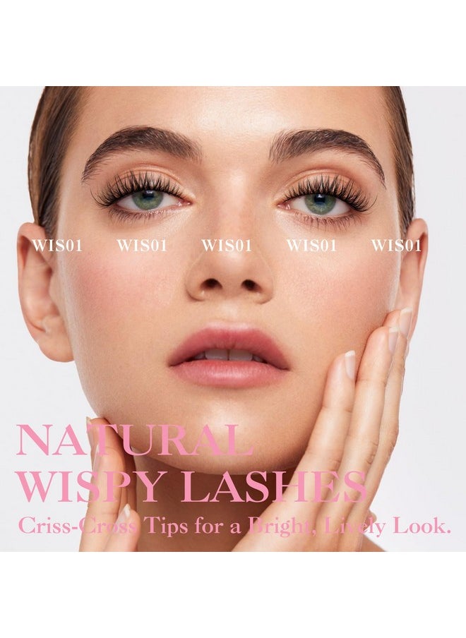 Calailis - False Eyelashes Natural Look Fake Lashes Wispy 3D Fluffy False Lashes Faux Mink Fake Eyelashes Cat Eye Lashes Soft And Reusable Strip Lashes 7 Pairs (Wis01) - Image 1