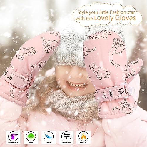Weradau Fleece Lined Mittens for Baby Boys Girls,Baby Toddler Little Kids Winter Gloves Mittens (6-24 months Beige) - Image 2