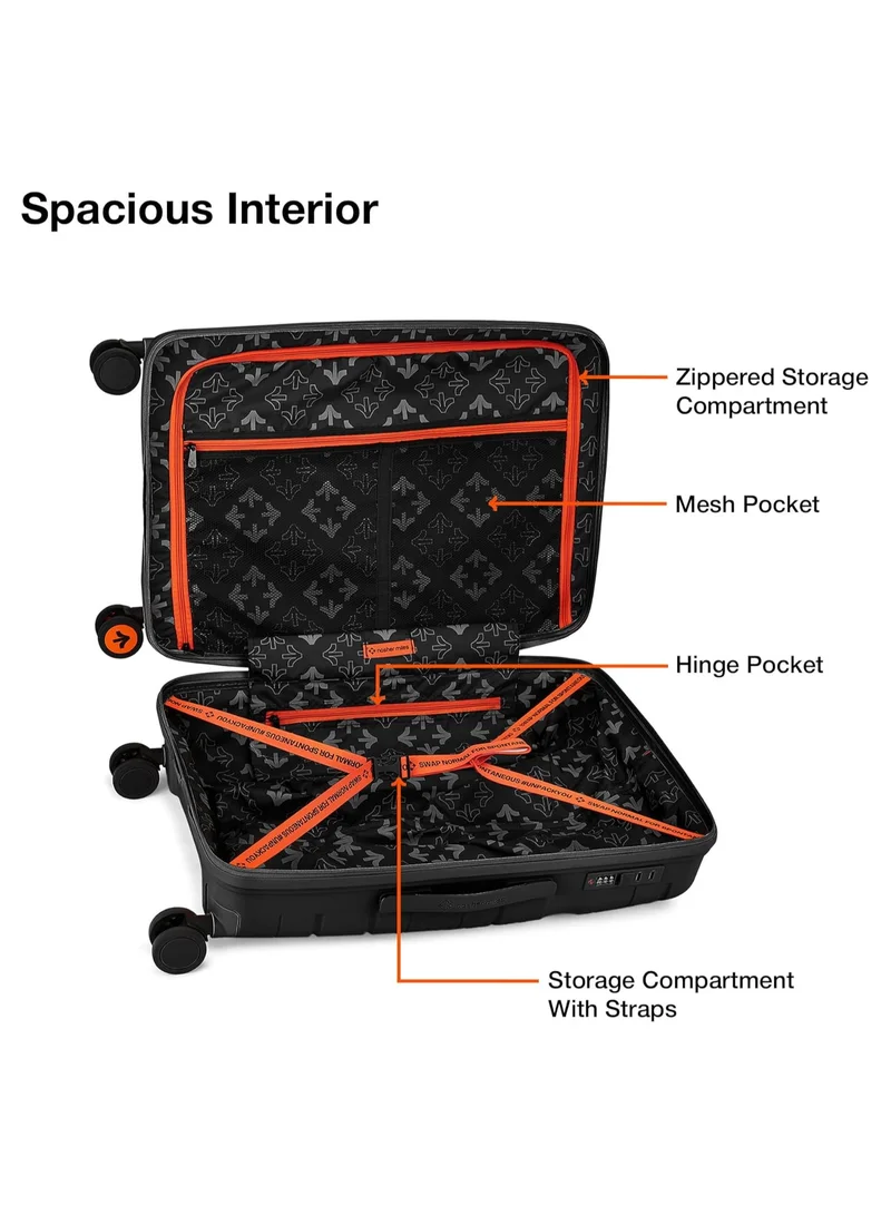nasher miles Nasher Miles Paris Hard-Sided Polypropylene Luggage Set of 3 | 55cm, 65cm & 75cm | 8 Wheels Small, Medium & Large Trolley Bag for Travel | Suitcase (Black)