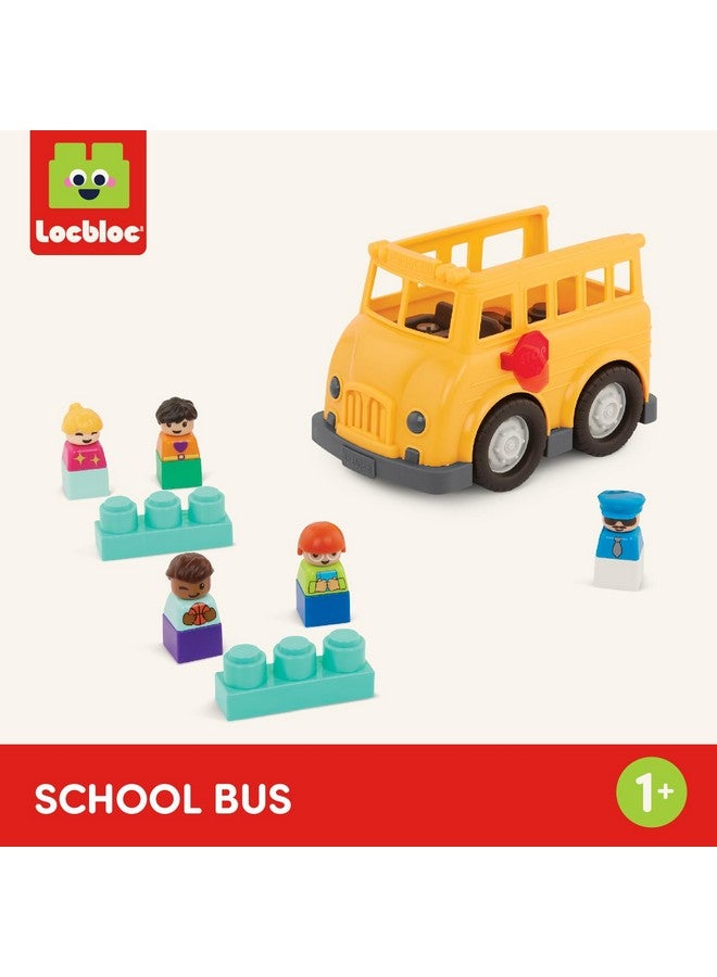 Battat - School Bus - 8Pc Construction Set - 5 Figures & 2 Blocks - Build-On Vehicle - 12 Months + - Locbloc® School Bus - Image 5