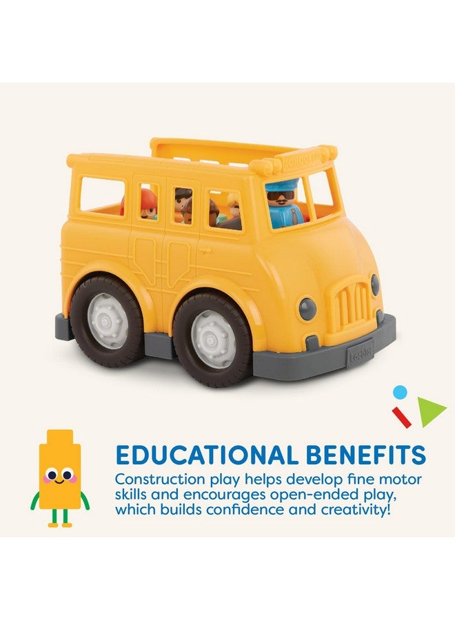 Battat - School Bus - 8Pc Construction Set - 5 Figures & 2 Blocks - Build-On Vehicle - 12 Months + - Locbloc® School Bus - Image 3