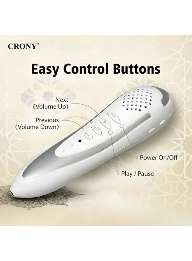 كروني قلم قراءة القرآن الرقمي Crony M9 - قلم قراءة ناطق بسعة 8 جيجابايت مع منفذ USB، طقم هدايا يتضمن مكبر صوت MP3 للصلاة الإسلامية مع ترجمة عربية وقراء متعدد اللغات، بالإضافة إلى كتاب وسماعات أذن للأطفال والكبار وكبار السن. - Image 2