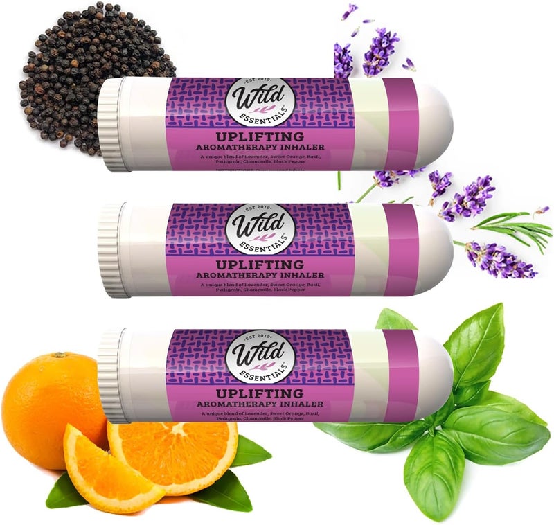 mEssentials Wild Essentials 3 Pack of Uplifting Aromatherapy Nasal Inhalers Made with 100% Natural, Therapeutic Grade Essential Oils to Help Lift You up When You're Feeling Down