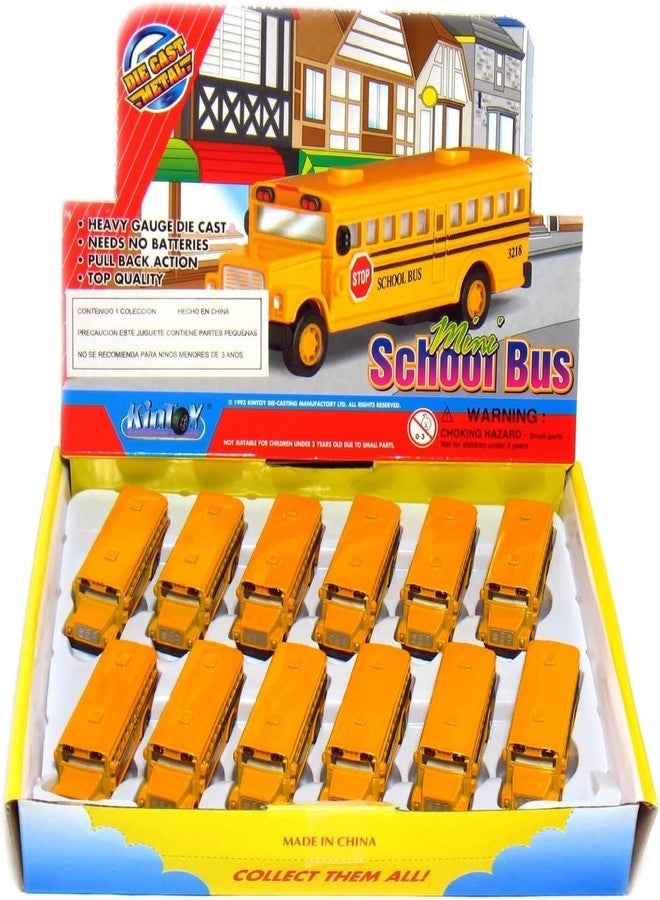 KiNSFUN Classic Mini School Bus 2.5 Inches Die Cast Metal Model Key Chain Box of 12 - Image 1