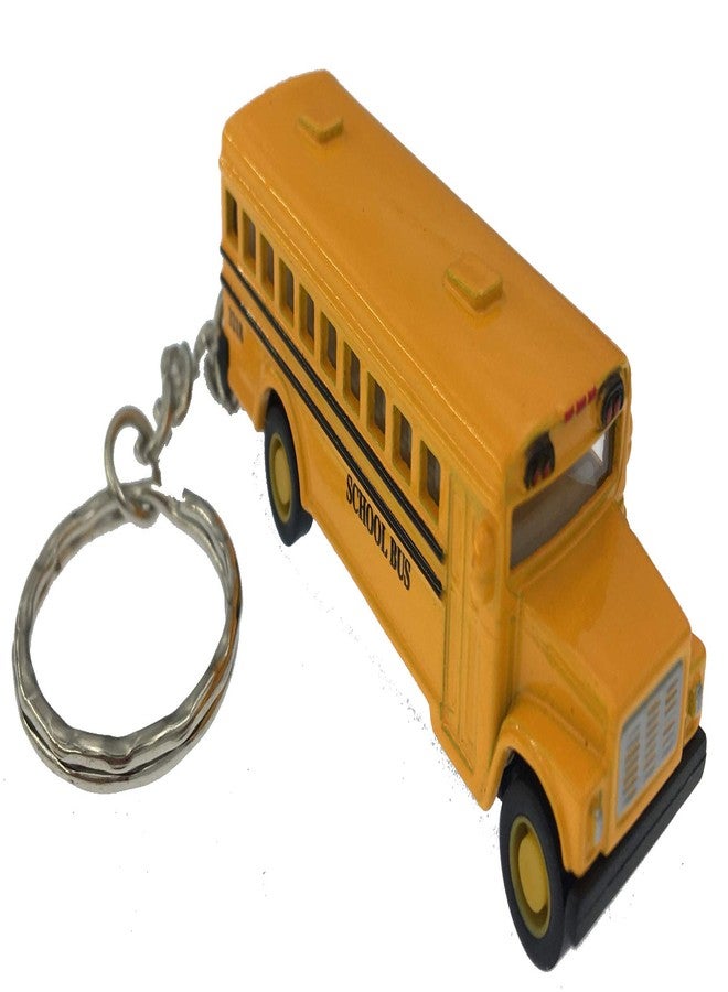 KiNSFUN Classic Mini School Bus 2.5 Inches Die Cast Metal Model Key Chain Box of 12 - Image 2