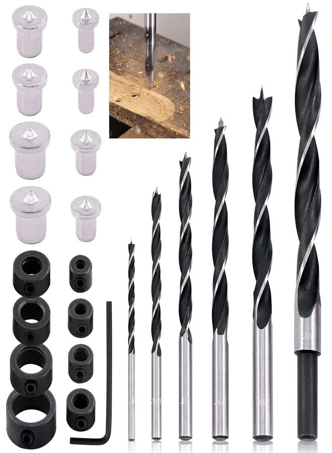 كياديك مجموعة رؤوس مثقاب مركزية من كيديك، مكونة من 26 قطعة، رؤوس مثقاب بقطر 1/8-1/2 بوصة، رؤوس تحديد عمق الحفر 3/4-16 مم، دبابيس تثبيت مركزية بقطر 1/4-1/2 بوصة، رؤوس مثقاب براد بوينت لأعمال النجارة - Image 1