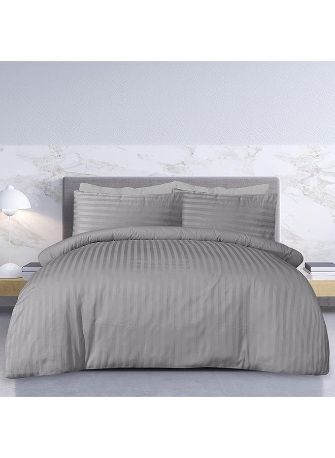 HOTEL COLLECTION Stripe Single Dark Grey Duvet Cover set with Single Pillow Case 160x220 cm - Image 1