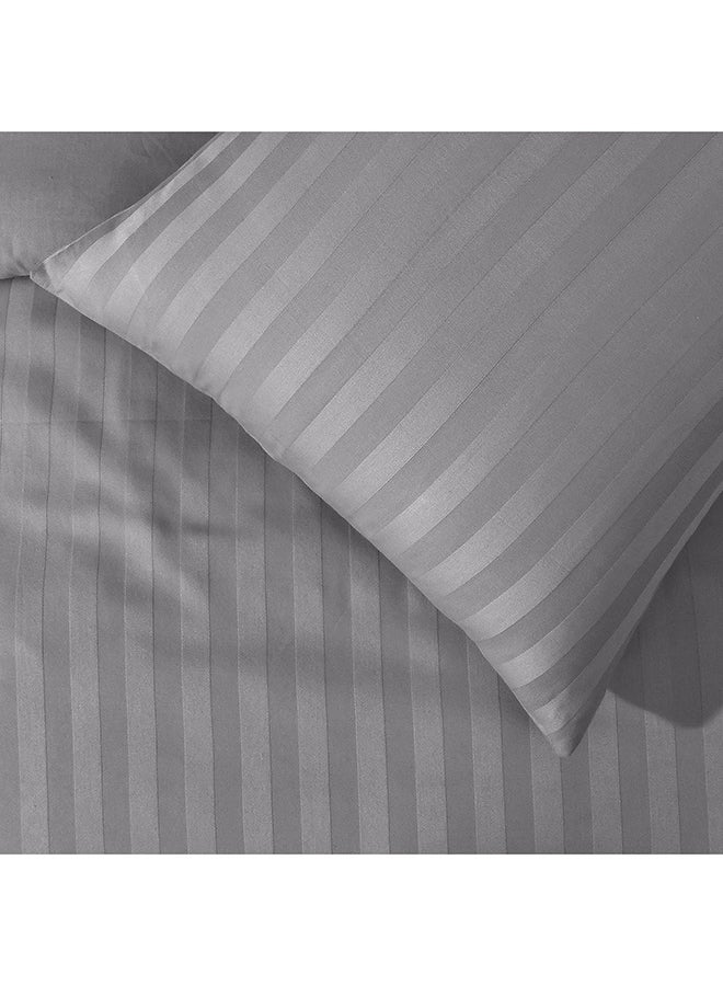 HOTEL COLLECTION Stripe Single Dark Grey Duvet Cover set with Single Pillow Case 160x220 cm - Image 3