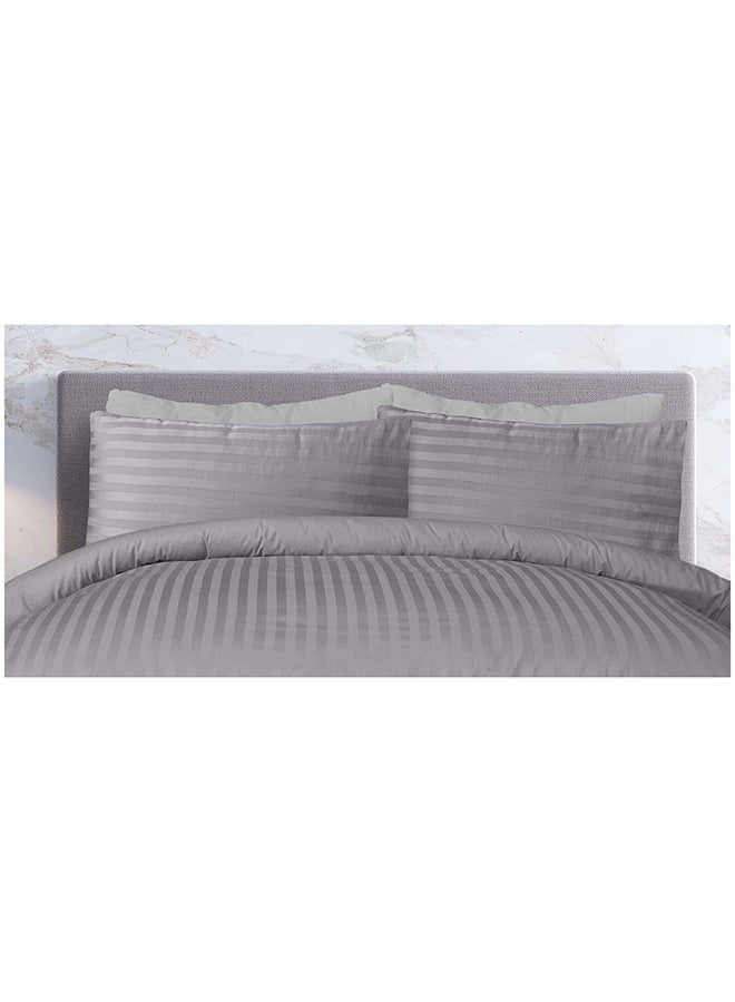 HOTEL COLLECTION Stripe Single Dark Grey Duvet Cover set with Single Pillow Case 160x220 cm - Image 2