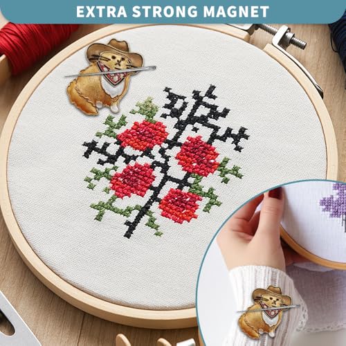 seminhoof Magnetic Needle Minder Magnet Embroidery Accessories and Supplies Embroidery Needle Holder Cross Stitch Holder Needlework Supplies (Cardinal) (Gafieldcat) - Image 3