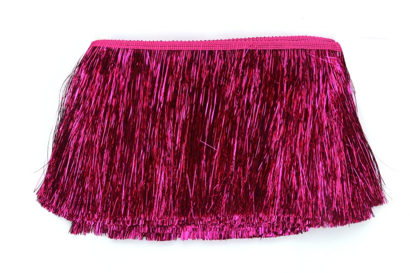 YYCRAFT 6 Wide Fringe Trim Garland Dance Costume Fringe Trimming Shiny Foil Effect Party Decor 10 Yards Hot Pink - Image 3