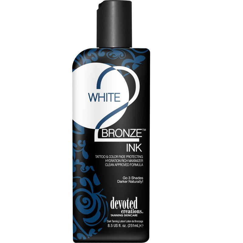 Devoted Creations White 2 Bronze Ink Tattoo and Color Fade Protecting Tanning Lotion 8.5 oz - Image 4