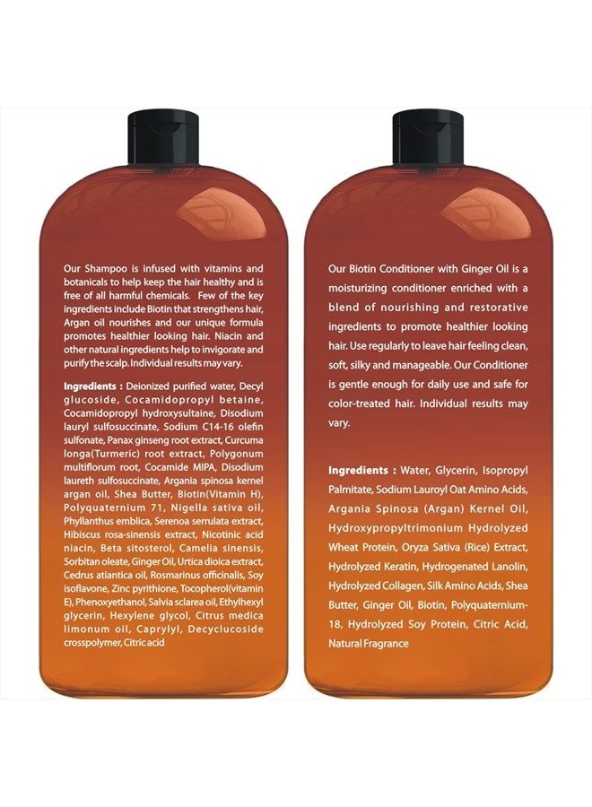 First Botany Hair Growth Shampoo Conditioner Set - An Anti Hair Loss Biotin Shampoo and Conditioner with DHT blockers to fight Hair Loss For Men and Women, All Hair types, Sulfate Free - 2 x 16 fl oz - Image 3