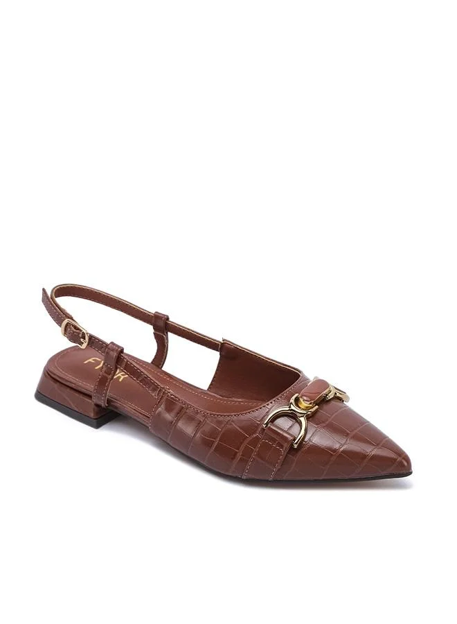 فايور Stylish Croc-Embossed Horsebit Slingback Flat CD 018