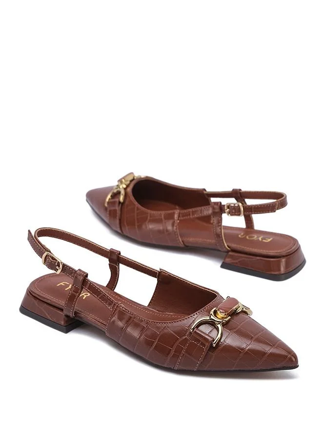 Fyor  Stylish Croc-Embossed Horsebit Slingback Flat CD 018 for Women | Best Price UAE