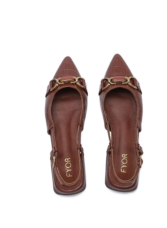 Fyor  Stylish Croc-Embossed Horsebit Slingback Flat CD 018 for Women | Best Price UAE