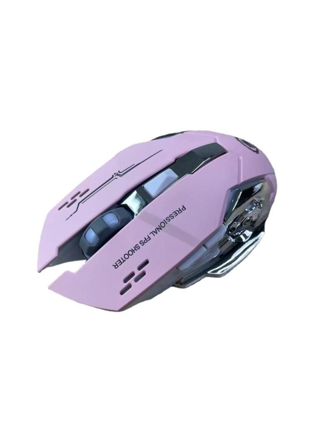 E-sports Hot Wheels Charging Wireless Mouse Mute Office Gaming Laptop Bluetooth Dual-mode Mouse-Color:Charging 2.4G Bluetooth Dual-mode Pink - Image 1