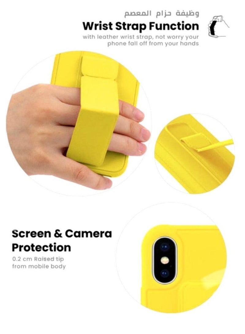3In1 Magnetic Hand Grip Holder Case Cover With Tempered Glass Screen Protector For Iphone XsMax Yellow - Image 3