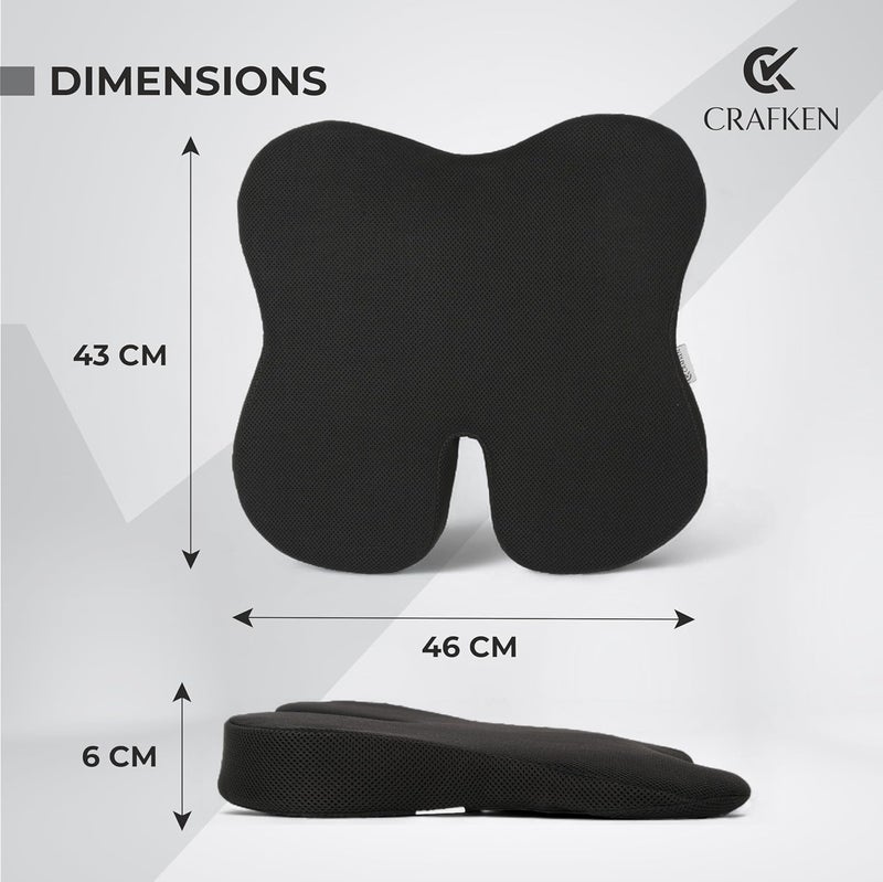 CRAFKEN Car Seat Cushion | Car Cushion for Long Drive | Car Wedge Seat Cushions for Tailbone Pain | Suitable for All Car Seats | Relieves Hip Pain & Tailbone Pain, Lower Back Pain (Pack – 1) - Image 3