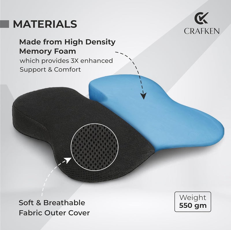 CRAFKEN Car Seat Cushion | Car Cushion for Long Drive | Car Wedge Seat Cushions for Tailbone Pain | Suitable for All Car Seats | Relieves Hip Pain & Tailbone Pain, Lower Back Pain (Pack – 1) - Image 2