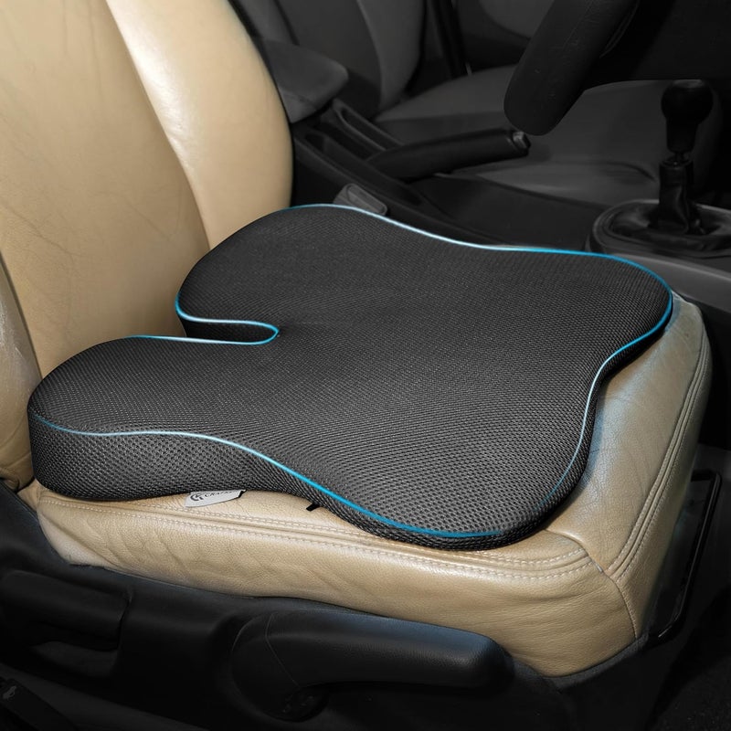 CRAFKEN Car Seat Cushion | Car Cushion for Long Drive | Car Wedge Seat Cushions for Tailbone Pain | Suitable for All Car Seats | Relieves Hip Pain & Tailbone Pain, Lower Back Pain (Pack – 1) - Image 1