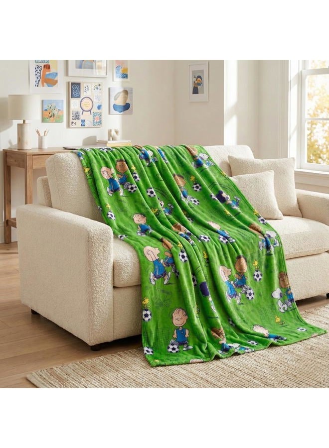Franco Collectibles® Peanuts® Snoopy & Gang Soccer Throw, Super Soft Plush Cozy Throw Blanket, 46 in x 60 in, (Official Peanuts® Product) - Image 1