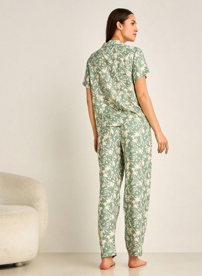 Splash FAV Pyjama Set Button-Down Shirt & Trousers Viscose - Image 3
