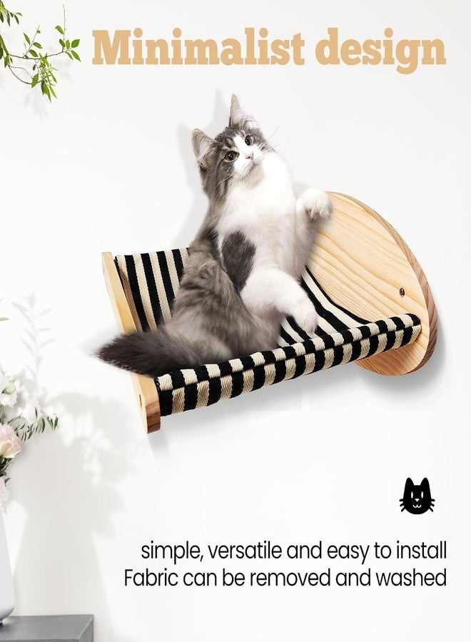 Cat Hammock Wall Mounted - Cat Shelves and Perches for Wall, Bed Furniture for Sleeping, Playing, Climbing, and Lounging Black and White Hammock for Indoor - Image 4