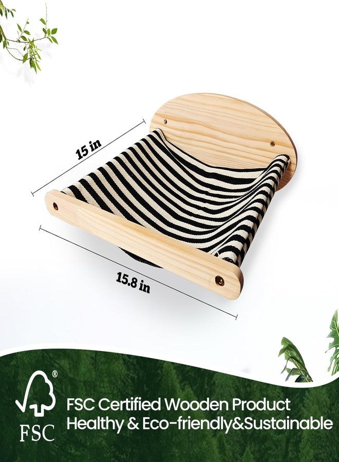 Cat Hammock Wall Mounted - Cat Shelves and Perches for Wall, Bed Furniture for Sleeping, Playing, Climbing, and Lounging Black and White Hammock for Indoor - Image 2