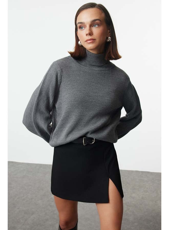 trendyol Anthracite Basic Turtleneck Knitwear Sweater TWOAW21KZ0485 - Image 1
