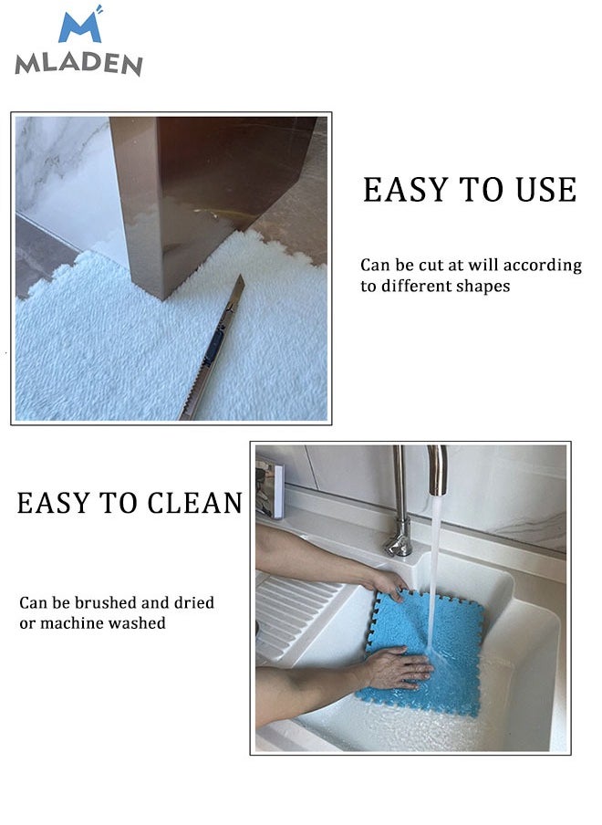 MLADEN - MLADEN Interlocking Carpet Tiles Plush Puzzle Foam Floor Mat Plush Foam Floor Mat Square Interlocking Fluffy Tiles with Border Flooring Tiles Soft  Area Rugs for Home Decoratio（Black） - Image 1