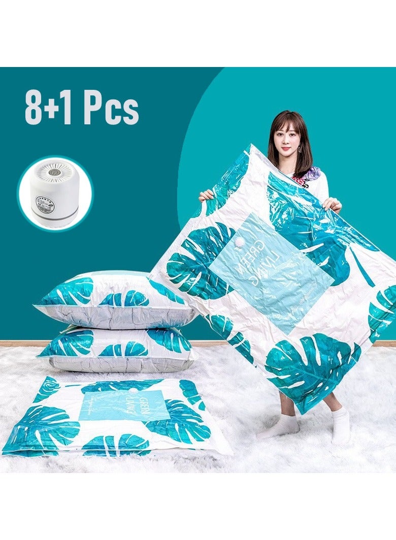 Vacuum Storage Bags with Electric Pump- Pack of  8 (2 Jumbo + 2 Large + 2 Medium + 2 Small) Reusable Compression Bags Space Saver for Packing,Clothes, Bedding, Travel)  - Image 1