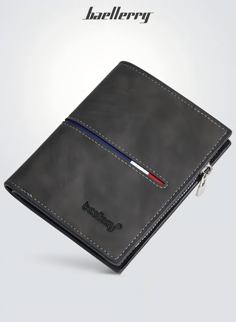 baellerry Wallet for Men, Secure Zippered Wallet with RFID Blocking, Custom Birthday Gifts for Men, Son, Grandpa, and Boyfriend, Wedding, Anniversary, Graduate--Black - Image 1