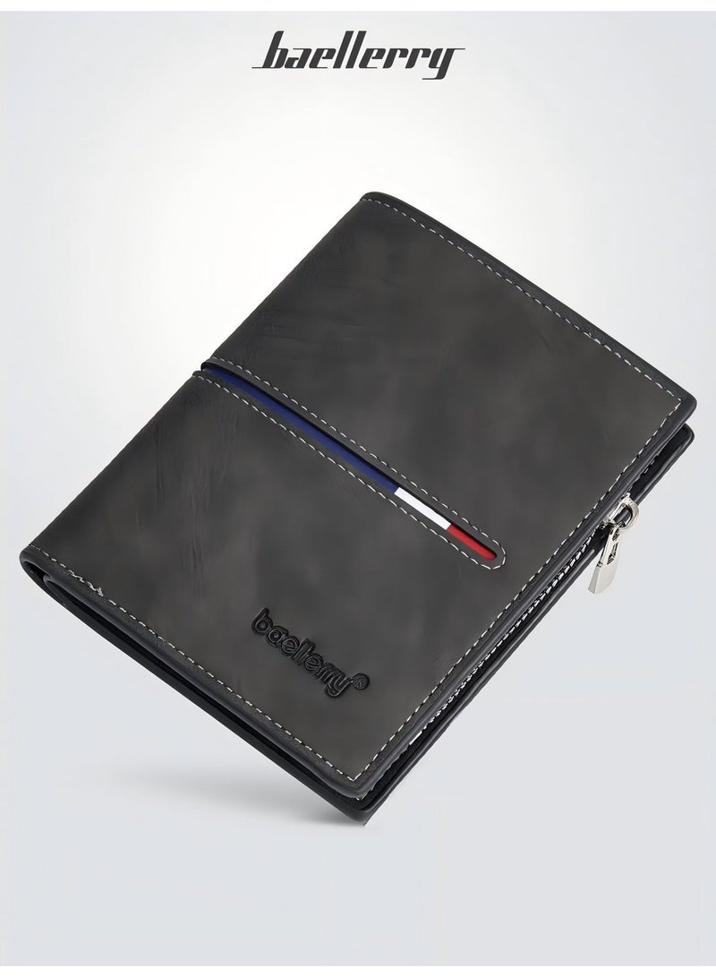 baellerry mens wallet, Secure Zippered Wallet with RFID Blocking, Custom Birthday Gifts for Men, Son, Grandpa, and Boyfriend, Wedding, Anniversary, Graduate--Black - Image 1