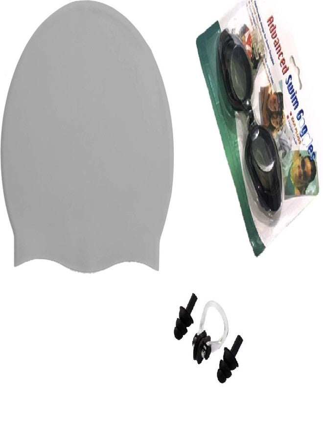 KAAS Complete Swimming Kit with Cap, Goggles and earplugs(Grey) - Image 2