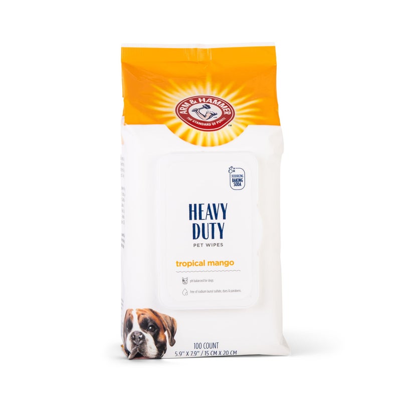 Arm & Hammer for Pets Heavy Duty Multipurpose Bath Wipes for Dogs | All Purpose Dog Wipes Remove Smell & Refresh Skin for Pets| Fruity Mango, Hundred Count - 3 Pack of Pet Wipes - Image 2
