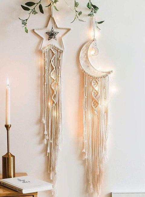 رمضان بتصميم بوهو مضيئة على شكل نجمة وقمر من دريم كاتشر للبالغين صائد لتزيين غرفة الاطفال وديكور المنزل هدايا للنساء والفتيات قطعتين