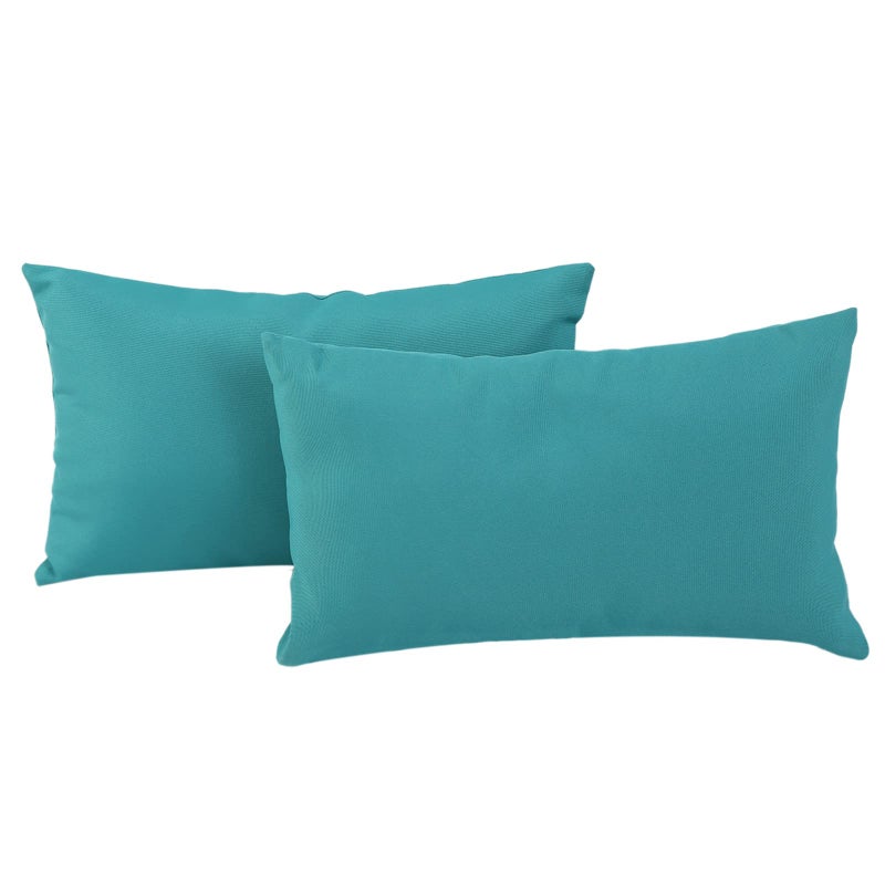 idee-home ideehome Outdoor Pillows with Inserts Included Patio Outside Lumbar Pillows Waterproof Set of 2 12 x 20 inch Peocock Blue 