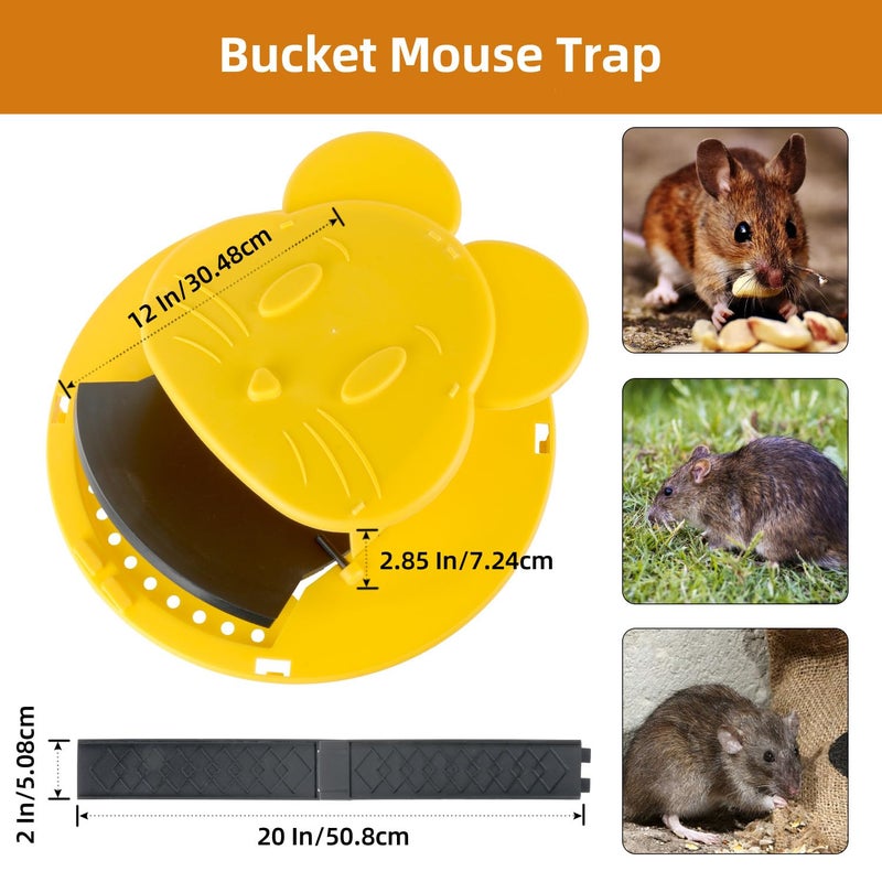 Pirosim Mouse Trap Bucket - Mouse Traps Indoor for Home - Multi-Catch, Auto-Reset, Humane or Lethal Rat Trap - ABS Material - 5 Gallon Bucket Compatible-4pack - Image 2