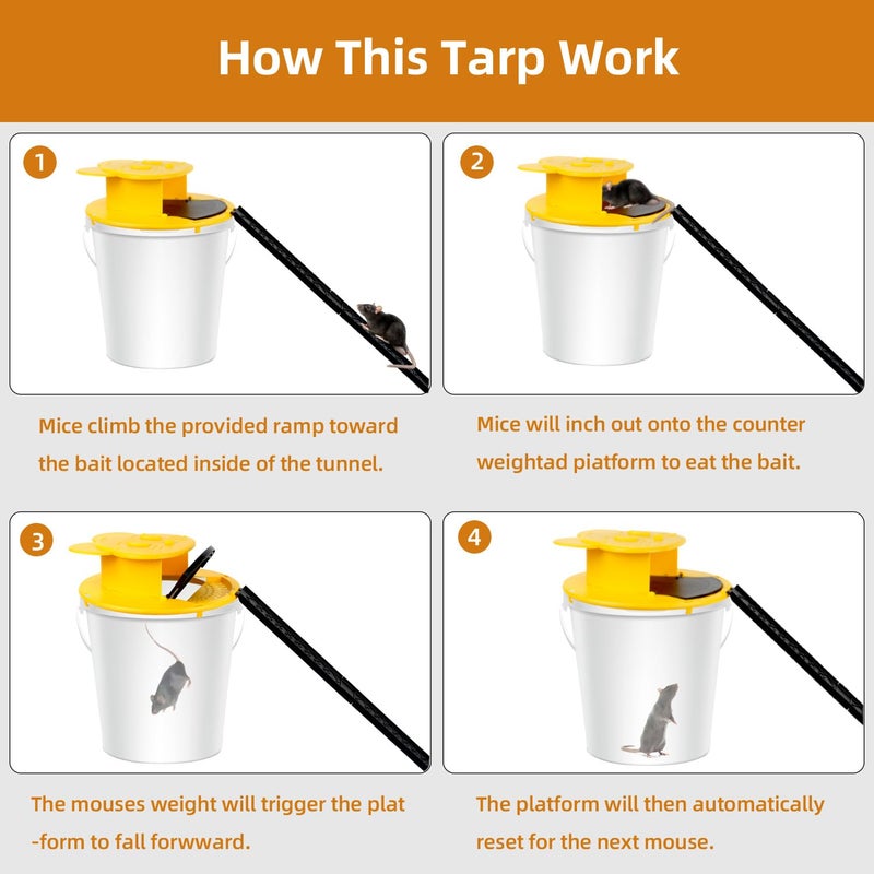 Pirosim Mouse Trap Bucket - Mouse Traps Indoor for Home - Multi-Catch, Auto-Reset, Humane or Lethal Rat Trap - ABS Material - 5 Gallon Bucket Compatible-4pack - Image 3