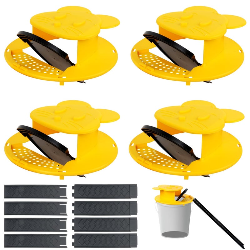 Pirosim Mouse Trap Bucket - Mouse Traps Indoor for Home - Multi-Catch, Auto-Reset, Humane or Lethal Rat Trap - ABS Material - 5 Gallon Bucket Compatible-4pack - Image 1