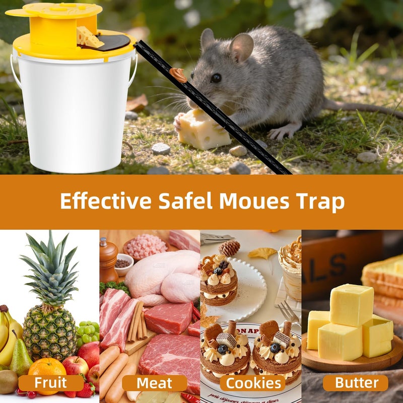 Pirosim Mouse Trap Bucket - Mouse Traps Indoor for Home - Multi-Catch, Auto-Reset, Humane or Lethal Rat Trap - ABS Material - 5 Gallon Bucket Compatible-4pack - Image 5