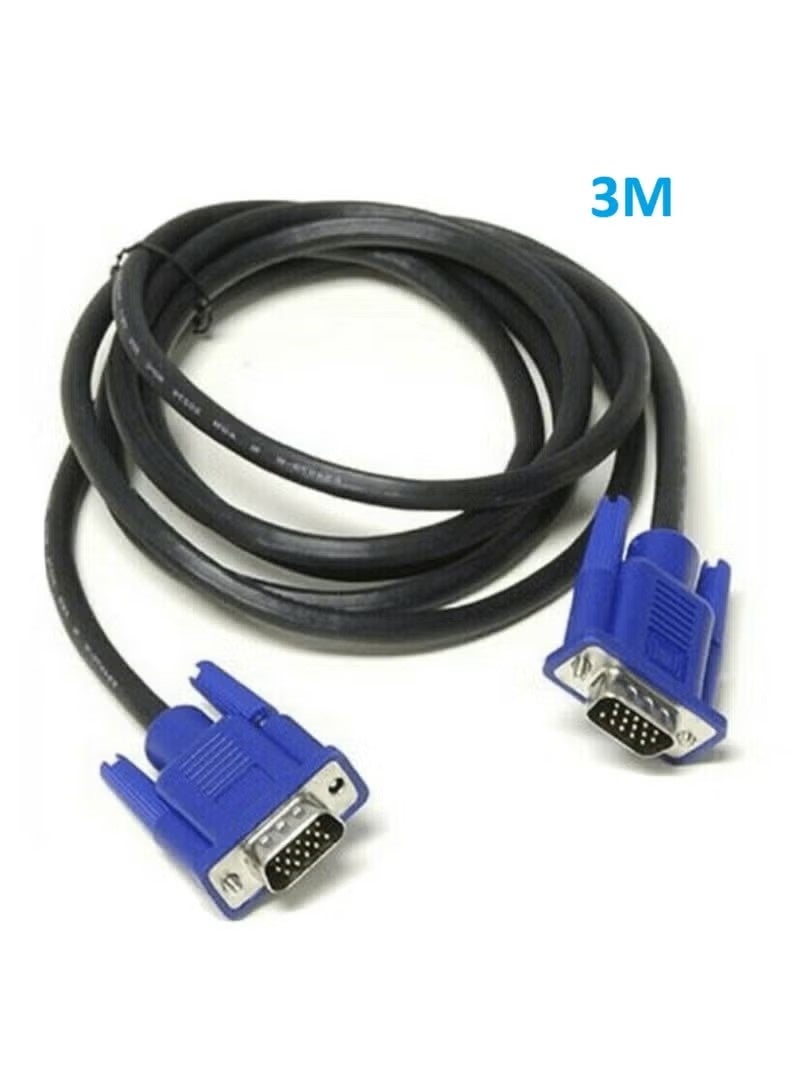 كابل VGA إلى VGA للشاشة 3 م – كابل فيديو HD15 ذكر إلى ذكر للكمبيوتر الشخصي، التلفاز، البروجيكتور، الشاشة - Image 1